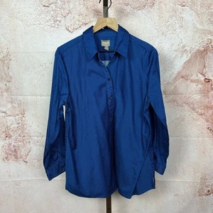 CHICO'S Cobalto Rayas Botón Top Talla 2 L Azul Negro Informal Oficina Camisa - Imagen 1 de 4