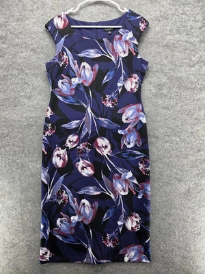 Vestido Connected Apparel para mujer 10 azul púrpura floral funda sin mangas forrado Foto 1 de 4