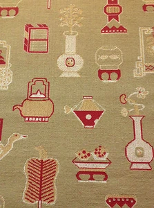 BRUNSCHWIG & FILS RED AND BEIGE TAPESTRY CURIOFIGRURED CLAY 1.1 YARDS 52"W - Picture 1 of 1