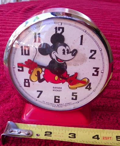 Vintage RUNNING ALL ORIGINAL FRENCH BAYARD MICKEY MOUSE ALARM CLOCK RUNNING Cover