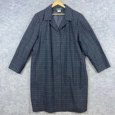 Harve Benard Wool Blend Long Blazer Jacket 22W Gray Plaid Windowpane Lagenlook - Image 1 of 4