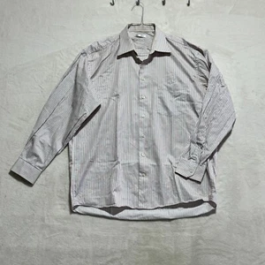 Jack Lipson Signature Shirt Long Sleeve White Striped Woven in Italy Mens 17L - Picture 1 of 13