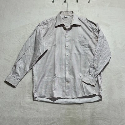 Jack Lipson Signature Shirt Long Sleeve White Striped Woven in Italy Mens 17L - Image 1 of 4