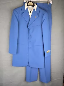 Traje Chaqueta 14R Pantalones Vintage Falcone Knight Compo Jr Niño 3 piezas W27 Azul Nuevo con Etiquetas - Imagen 1 de 11