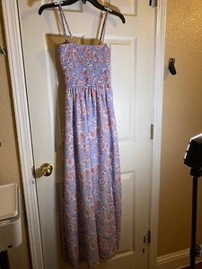Rue 21 Women Small Midi Maxi Summer Sundress Floral Casual Blue Pink Roses New - Picture 1 of 7