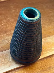 Vintage Repurposed Dark Wood Ridged Thread Yarn Spool Candle Holder Candlestick - Picture 1 of 7
