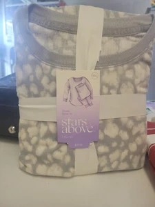 ☃️ Stars Above  Thermal Pajama Set Leopard Print 2 piece Gray White XXL 🆕 - Picture 1 of 1