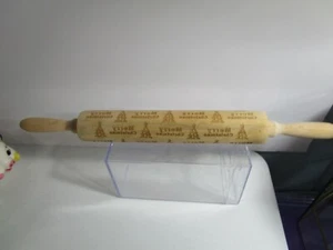 Christmas Wooden Embossing Rolling Pin Bake Cookies Merry Christmas Trees - Picture 1 of 6