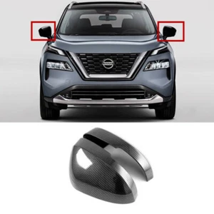 Carbon Fiber 2PCS Side Rearview Mirror Cover Trim For Nissan Rogue 2021 2022 - Picture 1 of 4