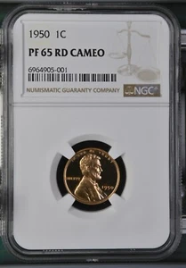 1950 Lincoln Cent NGC PF65 Cameo RED PR65 Cameo RD - Picture 1 of 2