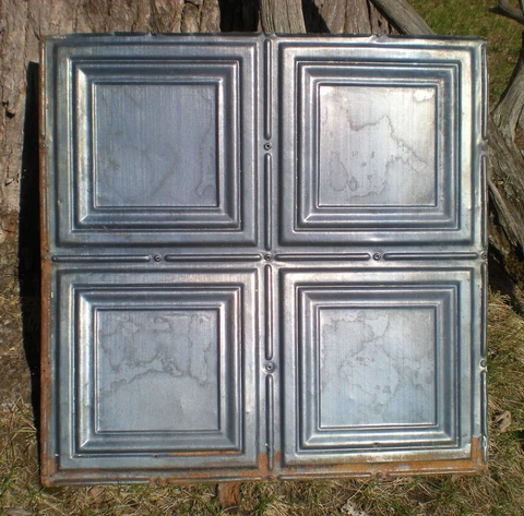 4 Gun Metal Blue Antique Ceiling Tin Tiles Simple Elegant Frame Canvas Chic Cover