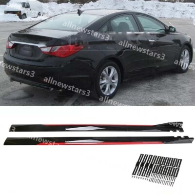 For Hyundai Sonata 86.6" Side Skirt Extension Rocker Panel Splitter Glossy+Red Foto 1 de 4