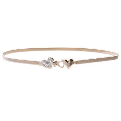 Cinturón de cadena de cintura elástica pieza hebilla AMOR ajustado corazón estrás para mujer Foto 1 de 4