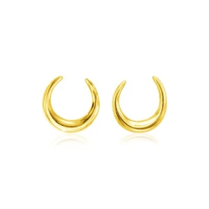 14k Yellow Gold Polished Moon Earrings - Picture 1 of 1