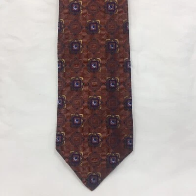 Robert Talbot Best of Class Necktie Silk Handsewn Geometric Brown 60" x 4" - Image 1 of 4