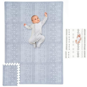 Stylish Baby Play Mat - Soft, Easy to Clean 5.6 x 4 ft. Floor 67" x 48", Gray 