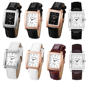 Dress Watch Men Women Business Casual Square Dial PU Leather Band Wristwatch - Picture 1 of 27