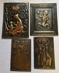 USSR Soviet coinage relief paintings copper wall plate 4 pcs. one lot - Picture 1 of 9