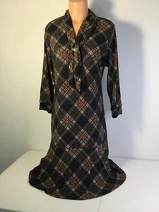 ADRIENNE VITTADINI Brown, Black, Grey, Dk Orange, White Plaid Dress. Sz XL. NEW. - Picture 1 of 11