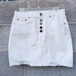 BP White Skirt High Waist Distressed 5 Button Short Size 27 Nordstrom $35 New - Picture 1 of 9