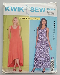 Kwik Sew Pattern 4259 Misses Knit Maxi Dress w/Variations XS-XL B31.5-45 UNCUT - Picture 1 of 5