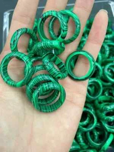 Natural Malachite Ring Geometric Retro Look Vintage-Inspired Jewelry One Size - Picture 1 of 6
