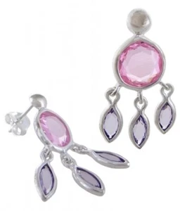 Ohrhänger mit Stecker rosa/flieder 925-iger Sterlingsilber - Bild 1 von 1