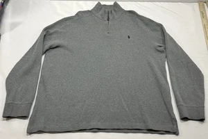 Vintage Polo Ralph Lauren Sweater Mens 2XL Gray Pony 1/4 Zip Pullover Knit - Picture 1 of 7