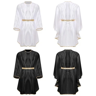 Men Angel Costume Glod Trim Batwing Sleeve Short Robe Halloween  Party Outfits - Image 1 of 4