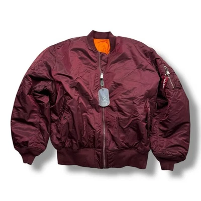 Alpha Industries MA-1 Bomber Jacket Burgundy Maroon Orange Liner USAF 3XL NWT - Image 1 of 4