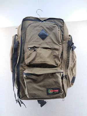 Винтажный Eastpak США туризм путешествий рюкзак большой зеленый холст кожаная отделка открытый  - Изображение 1 из 4