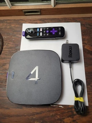 Roku 4 (4th Generation) Media Streamer 4400X Black + Remote Tested Works - Image 1 of 4