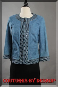 St John Strick Sport Jacke Chambray-Ruthenium Größe 6 Neu mit Etikett UVP $ 1165 - Bild 1 von 2