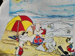 Bear Family Day At The Beach~Handpainted Needlepoint Canvas - Picture 1 of 3