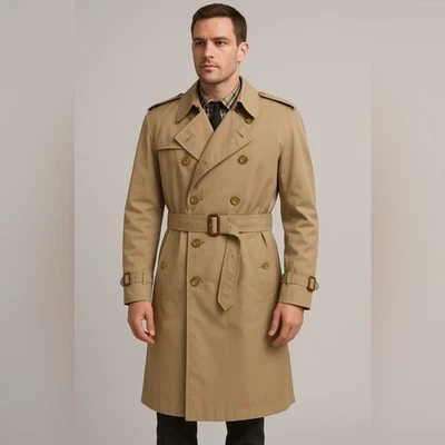 Винтажный Burberrys' London Тренч хаки подпоясанный Nova чек мужчин 40R женщина L - Изображение 1 из 4