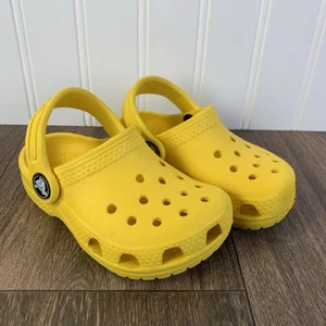 Children's Bright Yellow C6 Crocs Classic Clogs Slip On Sandals - Picture 1 of 10