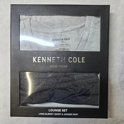 Kenneth Cole Lounge Set Para Hombres Camiseta Manga Larga Mediana Jogger Pantalón Gris NUEVO Foto 1 de 3
