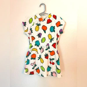 Hanna Andersson Fruit Print Terrycloth Hooded Dress - Size 4 - Picture 1 of 4