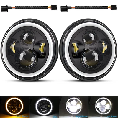 Pair 7'' Inch Round LED Headlights DRL for Suzuki Sierra 1981 1982 1983-2000 A+ - image 1 of 4