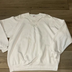 Vintage Jerseys Sweatshirt Romantic Lace Appliqué Grandma Cottagecore Women XL - Picture 1 of 5