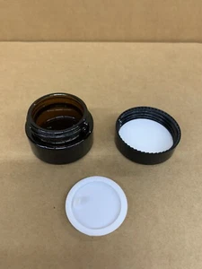 20ml OR 20 Gr Glass Amber Cosmetic/Medicinal Bottle Neck Container w/lid & liner - Picture 1 of 3