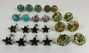 Recycled Glass, Metal & Ceramic Drawer Cabinet Pulls Knobs Round Flowers Stars - Picture 1 of 18