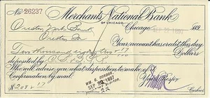 1897 Letterhead & Credit Slip MERCHANTS NATIONAL BANK CBQ RAILROAD Chicago - Picture 1 of 2