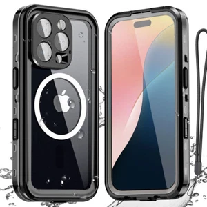 For iPhone 16 Pro Max 16e Case Magnetic Waterproof Shockproof Heavy Duty Cover - Picture 1 of 32