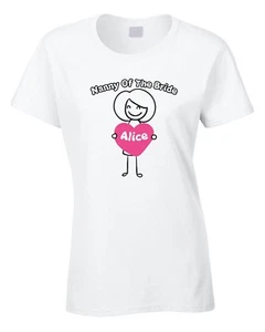 Camiseta Niñera de la Novia Damas Mujeres Regalo Boda Casado Fiesta de Gallina Añadir Nombre - Imagen 1 de 1