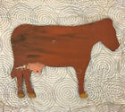 Panneau de ferme primitif vintage Vermont peint à la main art étranger vache laitière bois