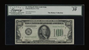 DBR 1934-A $100 FRN New York Mule Fr. 2153-Bm Legacy 30 Serial B16974014A - Picture 1 of 2