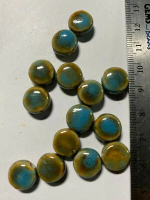 Turquoise Blue Antiqued Raku Porcelain Ceramic Beads***U PICK*** 6mm to 40mm - Image 1 of 4
