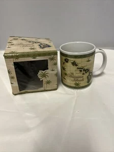 Hawaiianische Inseln Karte Keramik Tee Kaffeebecher 2003 NEU im Karton - Bild 1 von 9