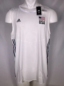 USA Volleyball Adidas Men's White PrimeBlue Olympic Jersey NWT - Picture 1 of 12